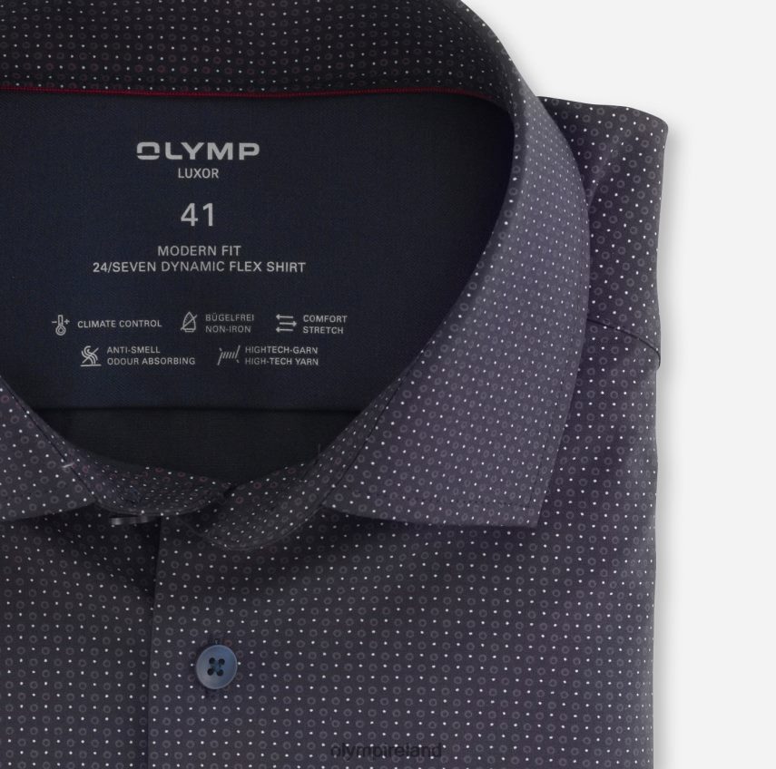 Clothing OLYMP Luxor 24/Seven Modern Fit, Business Shirt, Global Kent, Garnet 24L8461348