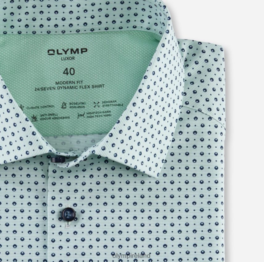 Clothing OLYMP Luxor 24/Seven Modern Fit, Business Shirt, Global Kent, Light Green 24L8461187