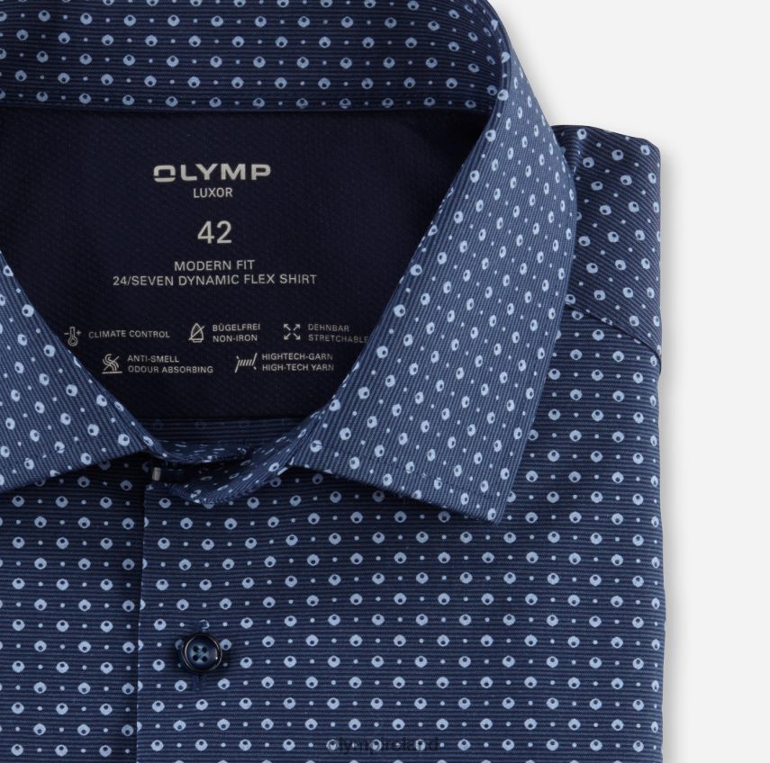 Clothing OLYMP Luxor 24/Seven Modern Fit, Business Shirt, Global Kent, Marine 24L8461129