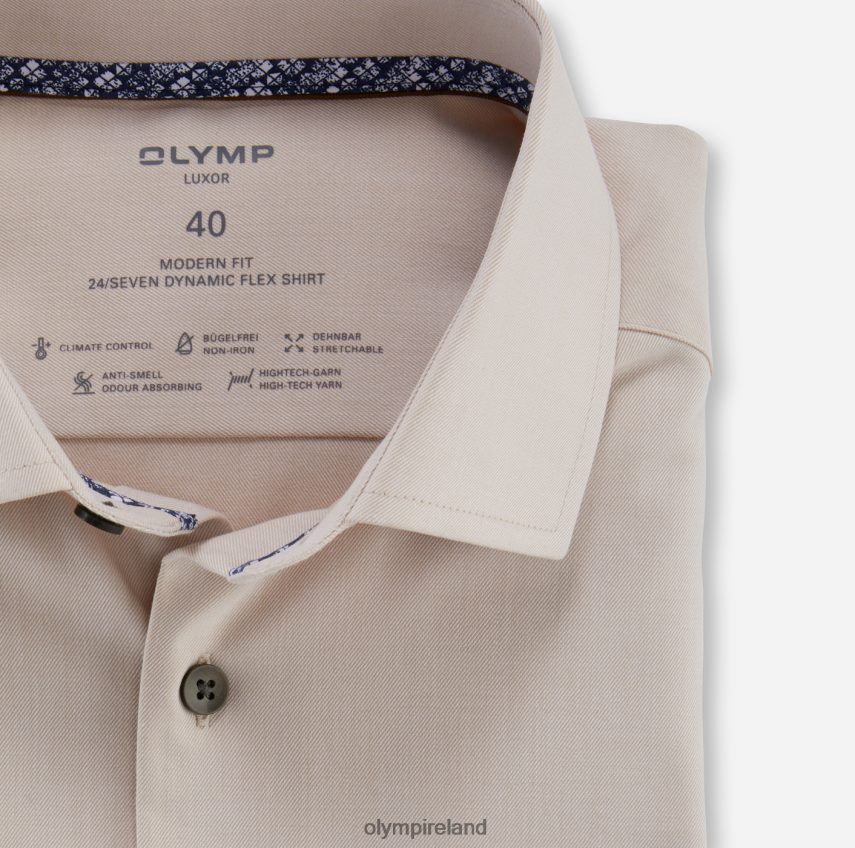 Clothing OLYMP Luxor 24/Seven Modern Fit, Business Shirt, Global Kent, Natural 24L8461125