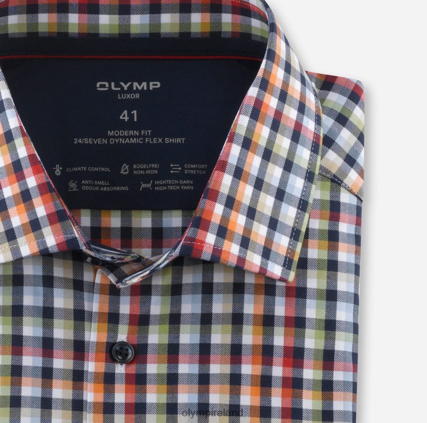 Clothing OLYMP Luxor 24/Seven Modern Fit, Business Shirt, Global Kent, Red 24L846919