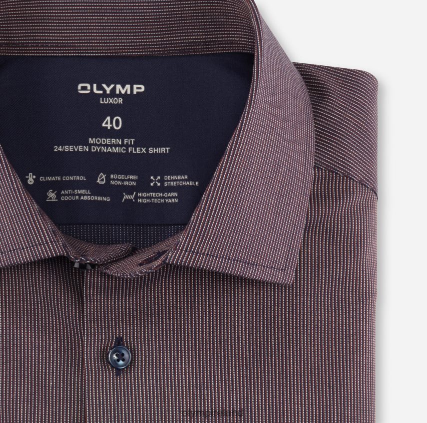Clothing OLYMP Luxor 24/Seven Modern Fit, Business Shirt, Global Kent, Reddish Brown 24L8461075