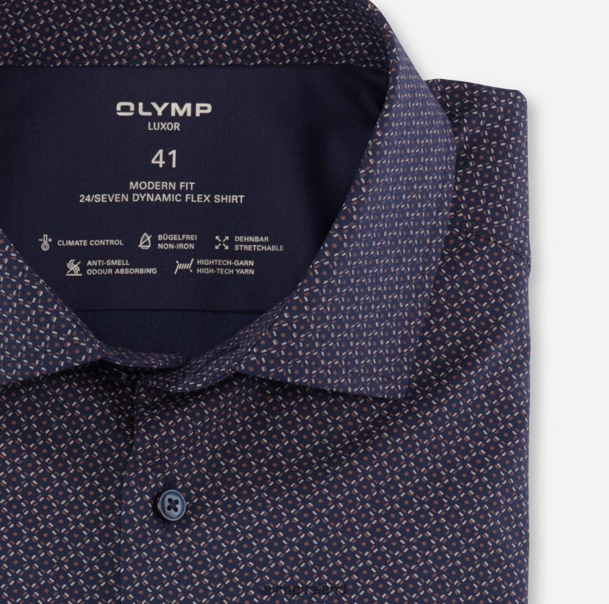 Clothing OLYMP Luxor 24/Seven Modern Fit, Business Shirt, Global Kent, Reddish Brown 24L846998