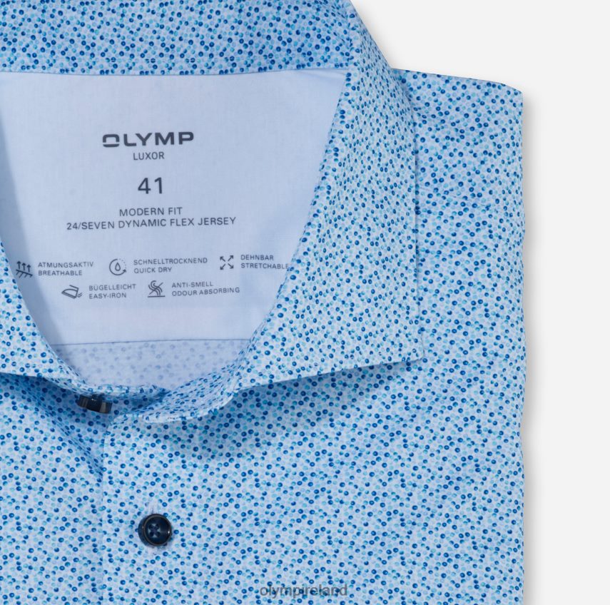 Clothing OLYMP Luxor 24/Seven Modern Fit, Business Shirt, Kent, Aqua 24L8461204
