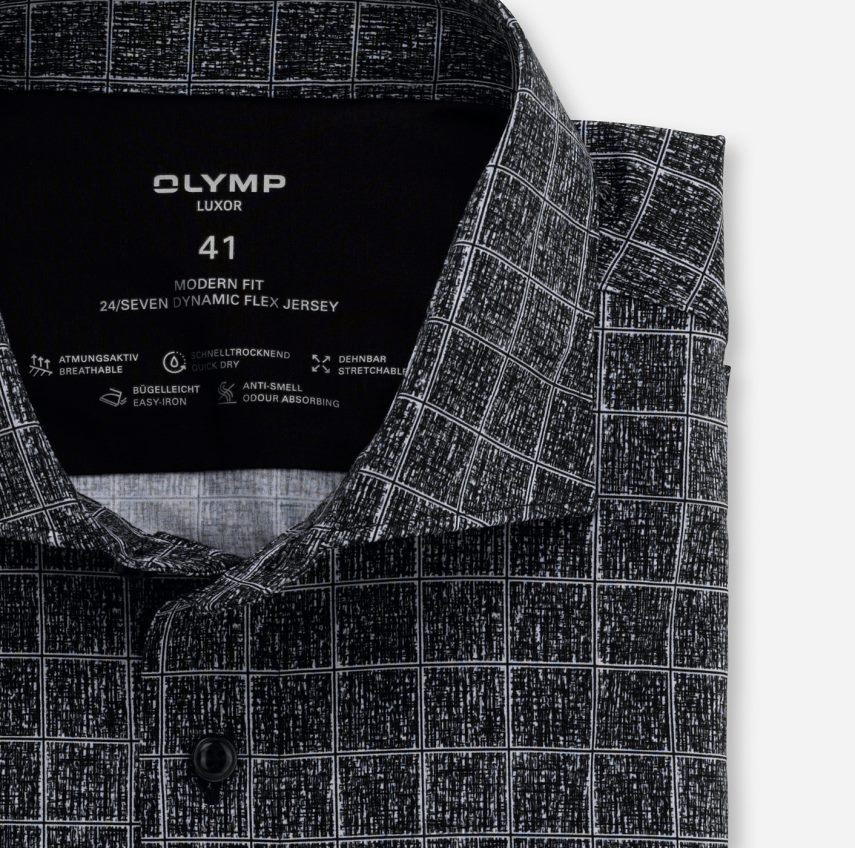 Clothing OLYMP Luxor 24/Seven Modern Fit, Business Shirt, Kent, Black 24L8461352