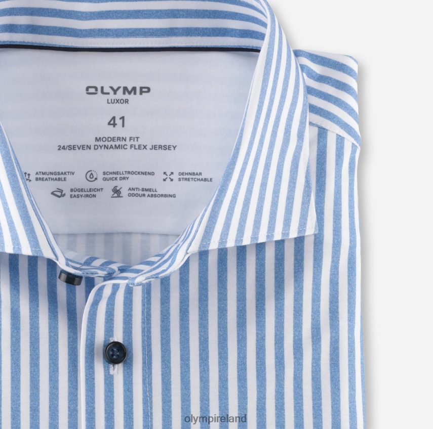 Clothing OLYMP Luxor 24/Seven Modern Fit, Business Shirt, Kent, Bleu 24L8461107