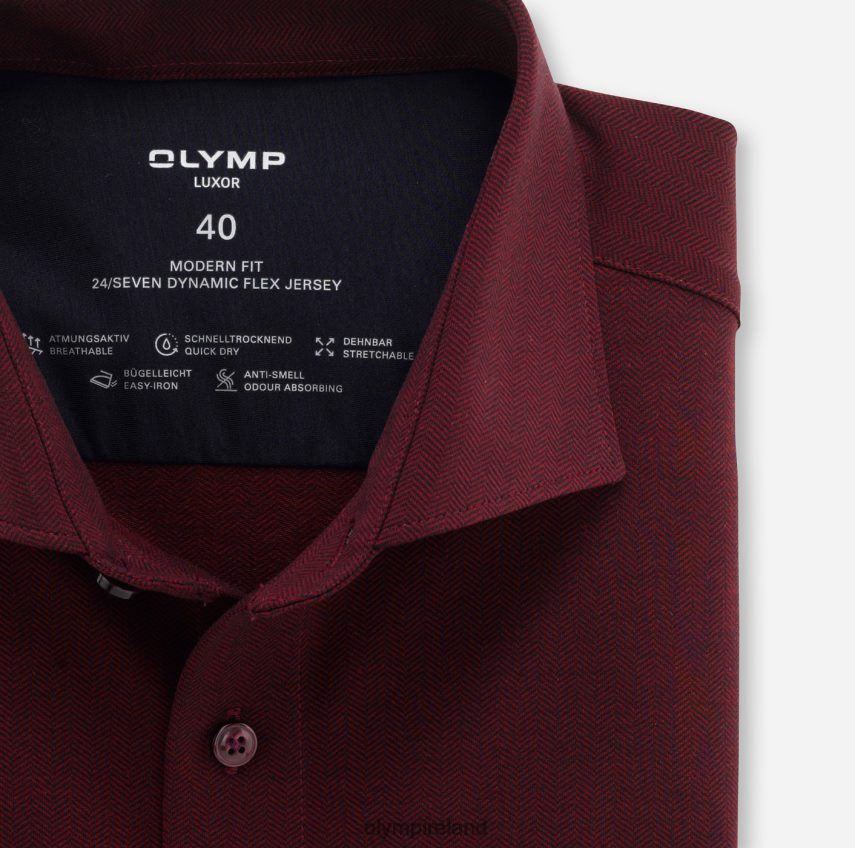 Clothing OLYMP Luxor 24/Seven Modern Fit, Business Shirt, Kent, Red 24L8461346