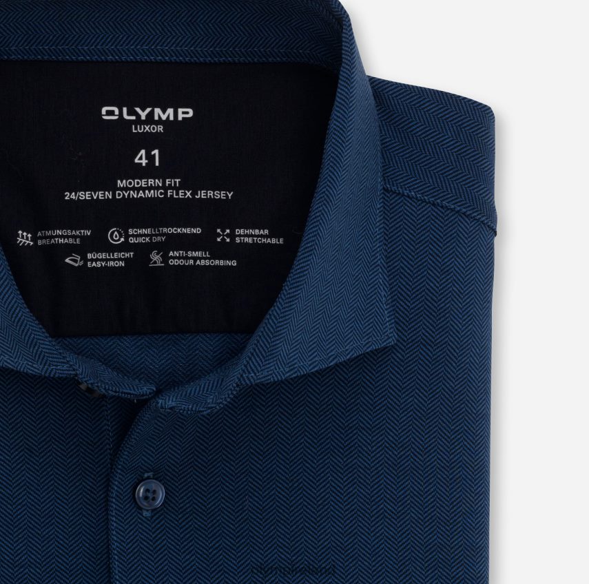 Clothing OLYMP Luxor 24/Seven Modern Fit, Business Shirt, Kent, Smoke Blue 24L8461338
