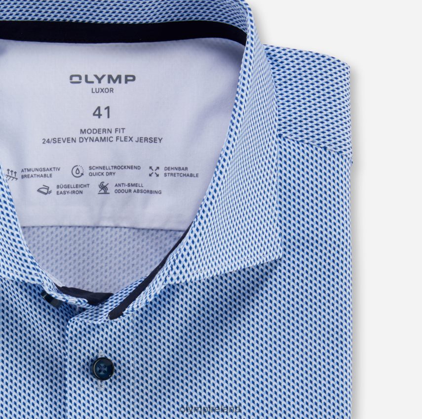 Clothing OLYMP Luxor 24/Seven Modern Fit, Business Shirt, Long Sleeve Extra Long, Kent, Bleu 24L8461422