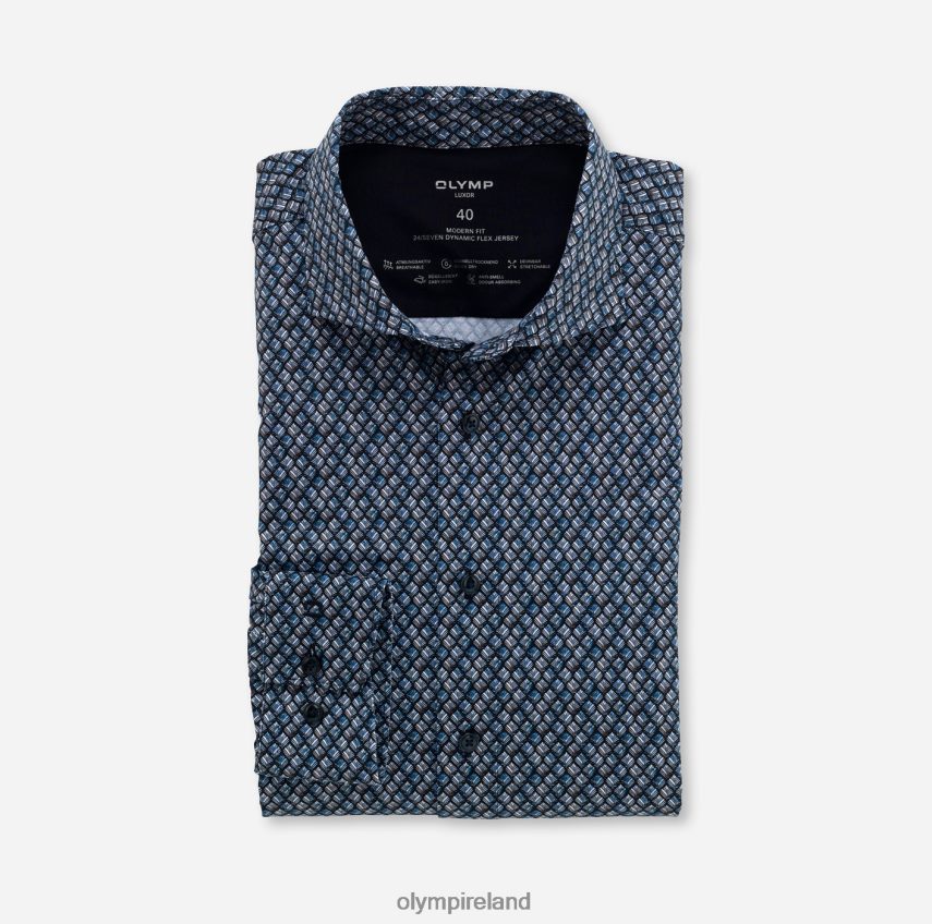 Clothing OLYMP Luxor 24/Seven Modern Fit, Business Shirt, Long Sleeve Extra Long, Kent, Marine 24L8461443