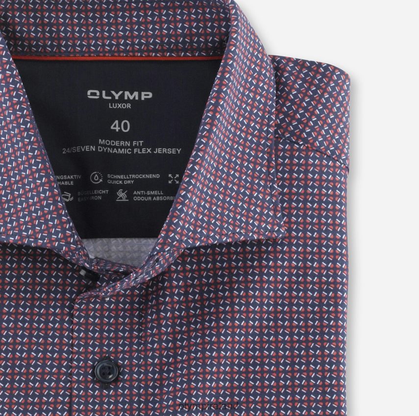 Clothing OLYMP Luxor 24/Seven Modern Fit, Business Shirt, Long Sleeve Extra Long, Kent, Red Orange 24L8461419