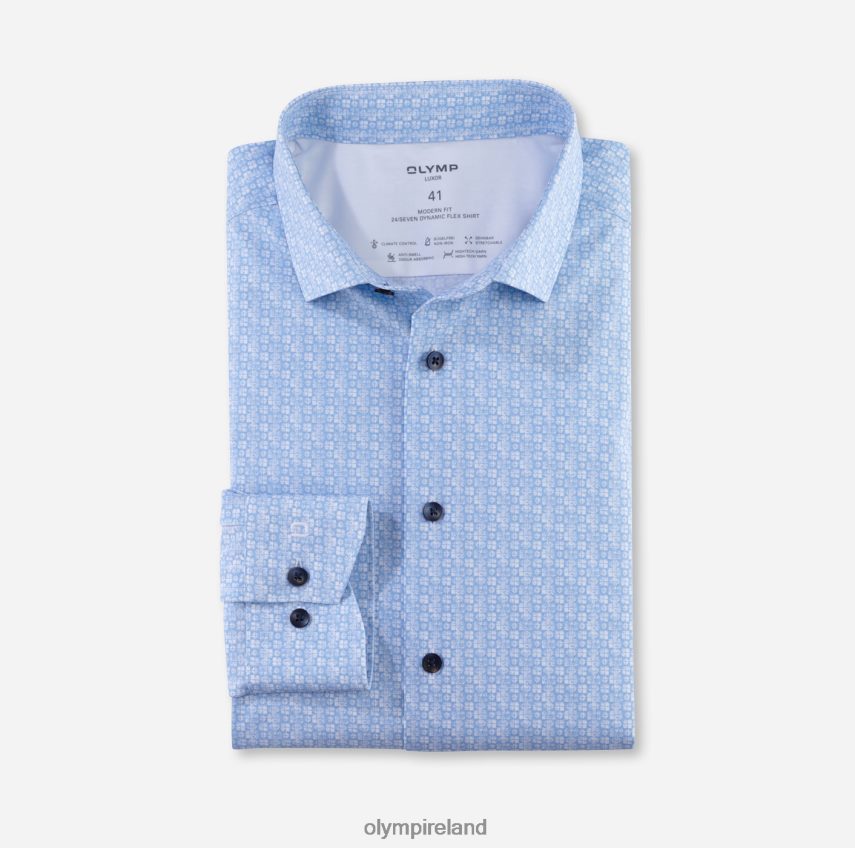 Clothing OLYMP Luxor 24/Seven Modern Fit, Business Shirt, Long Sleeve Extra Long, Modern Kent, Bleu 24L8461420