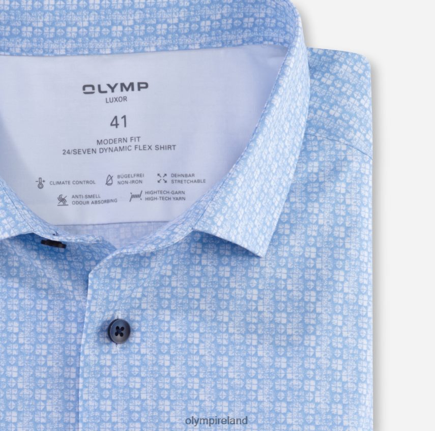 Clothing OLYMP Luxor 24/Seven Modern Fit, Business Shirt, Long Sleeve Extra Long, Modern Kent, Bleu 24L8461420