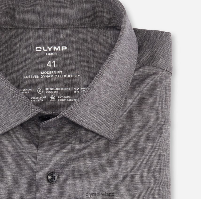 Clothing OLYMP Luxor 24/Seven Modern Fit, Business Shirt, Long Sleeve Extra Long, New Kent, Anthracite 24L8461404
