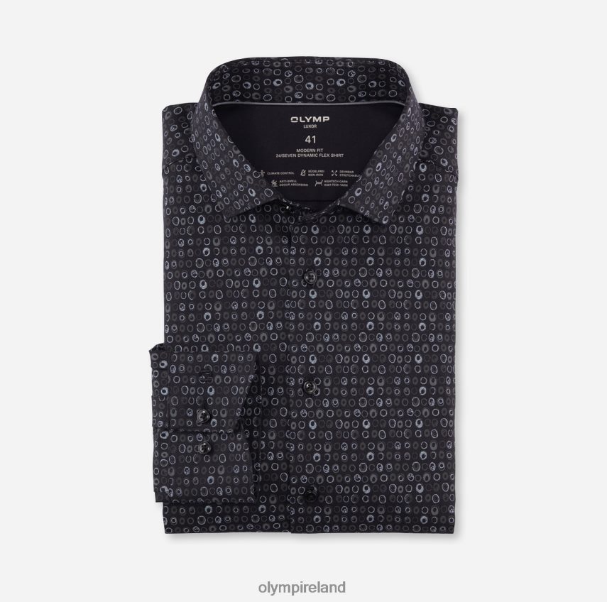 Clothing OLYMP Luxor 24/Seven Modern Fit, Business Shirt, Modern Kent, Black 24L8461284