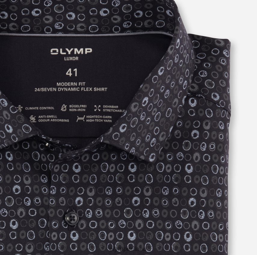 Clothing OLYMP Luxor 24/Seven Modern Fit, Business Shirt, Modern Kent, Black 24L8461284