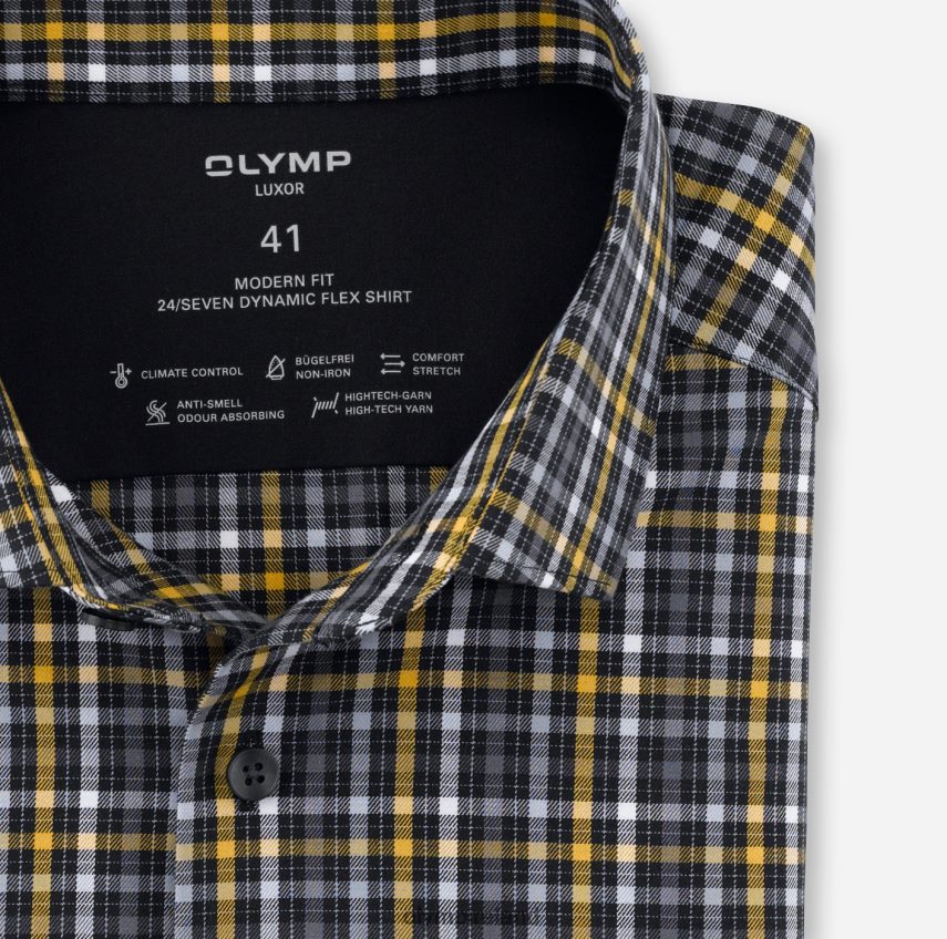 Clothing OLYMP Luxor 24/Seven Modern Fit, Business Shirt, Modern Kent, Black 24L8461370