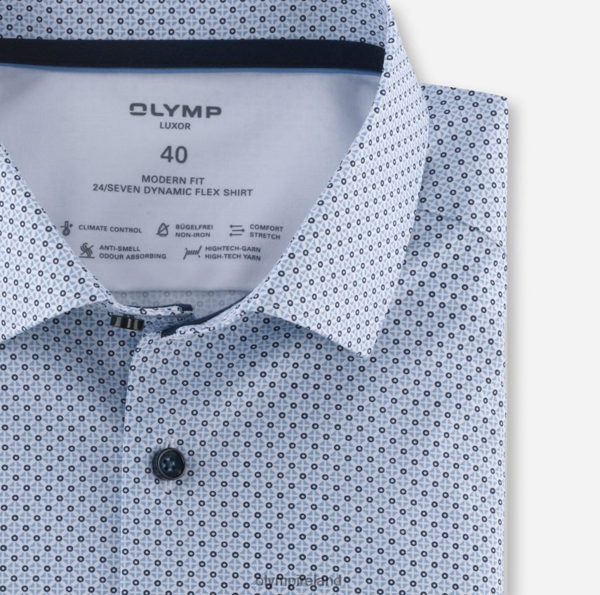 Clothing OLYMP Luxor 24/Seven Modern Fit, Business Shirt, Modern Kent, Bleu 24L8461312
