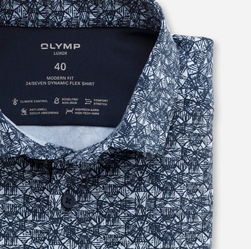 Clothing OLYMP Luxor 24/Seven Modern Fit, Business Shirt, Modern Kent, Bleu 24L8461369