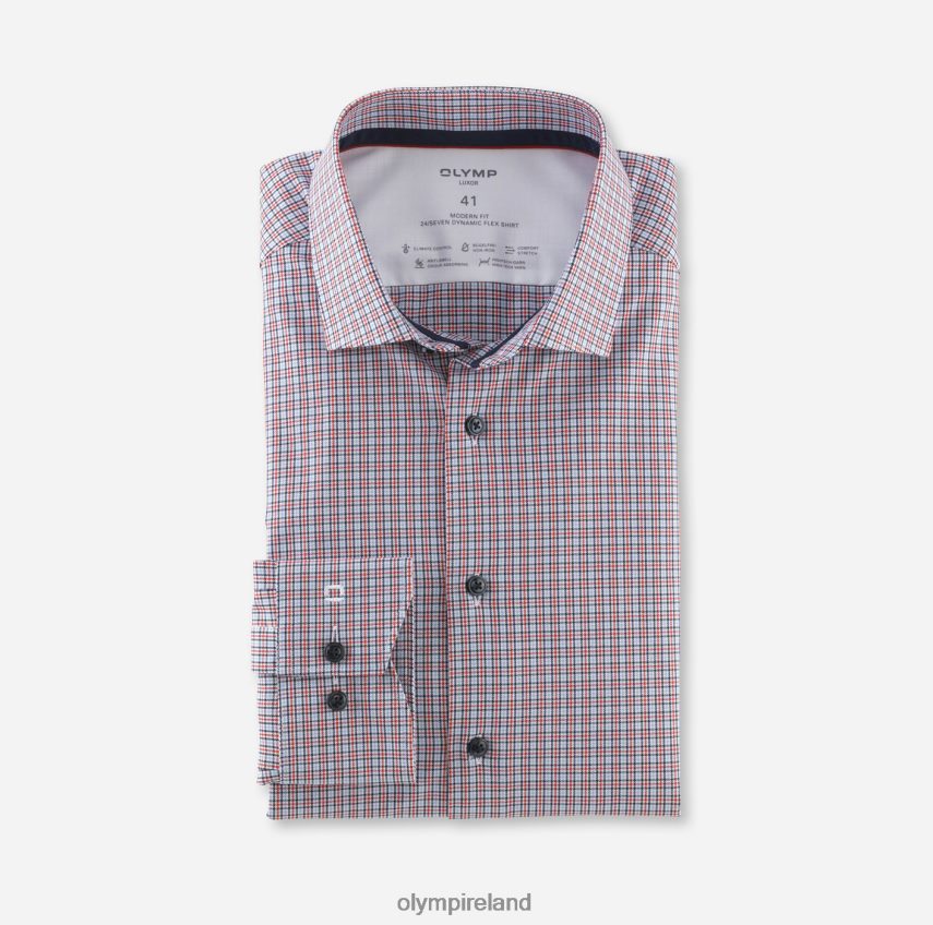Clothing OLYMP Luxor 24/Seven Modern Fit, Business Shirt, Modern Kent, Red 24L8461203