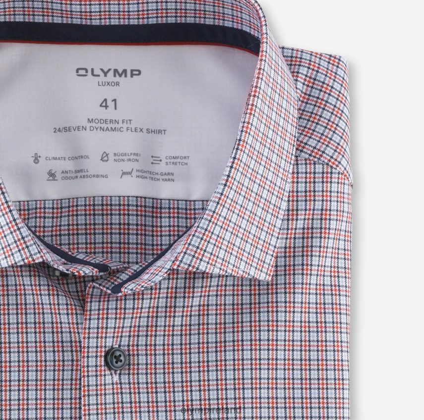 Clothing OLYMP Luxor 24/Seven Modern Fit, Business Shirt, Modern Kent, Red 24L8461203