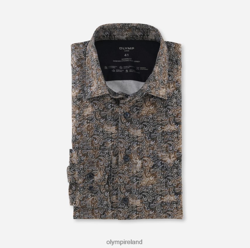 Clothing OLYMP Luxor 24/Seven Modern Fit, Business Shirt, New Kent, Brown 24L8461215