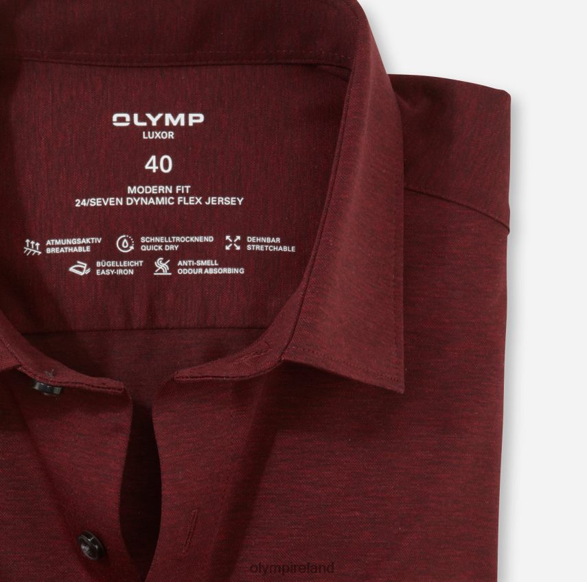 Clothing OLYMP Luxor 24/Seven Modern Fit, Business Shirt, New Kent, Dark Red 24L8461108