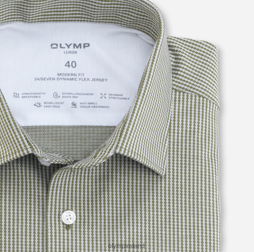 Clothing OLYMP Luxor 24/Seven Modern Fit, Business Shirt, New Kent, Olive 24L8461324