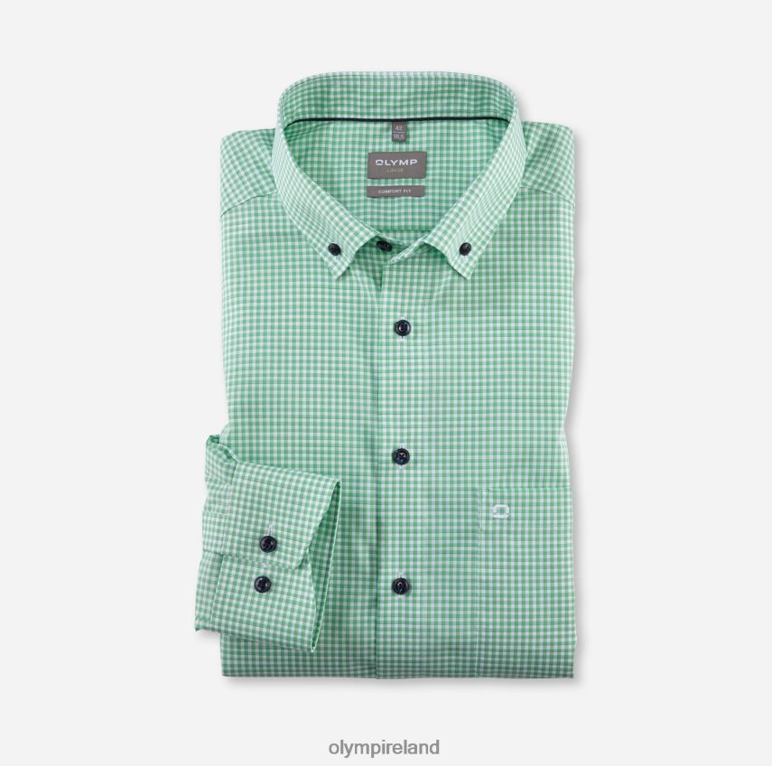 Clothing OLYMP Luxor Comfort Fit, Business Shirt, Button-Down, Light Green 24L8461601