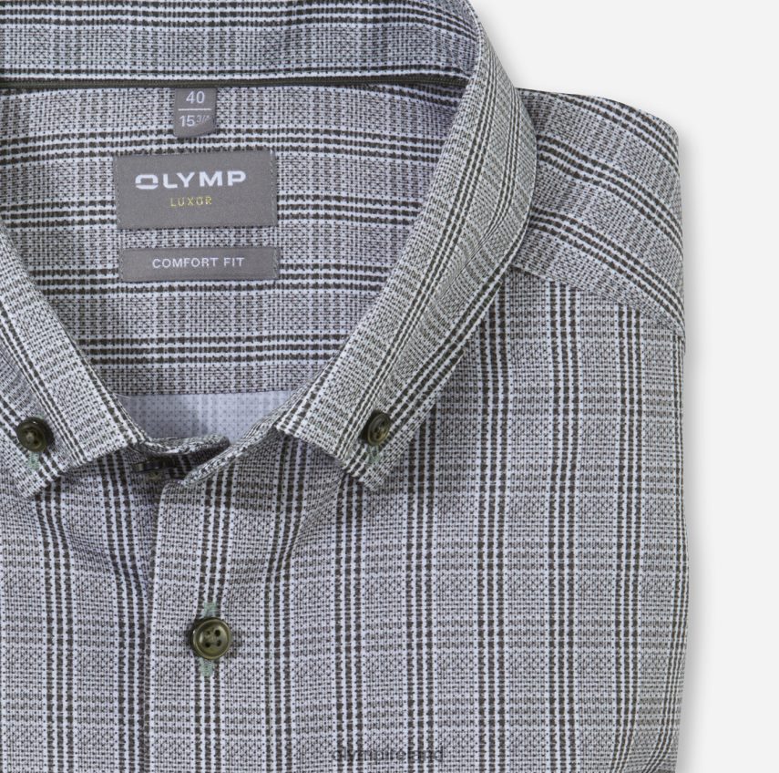 Clothing OLYMP Luxor Comfort Fit, Business Shirt, Button-Down, Olive 24L8461667