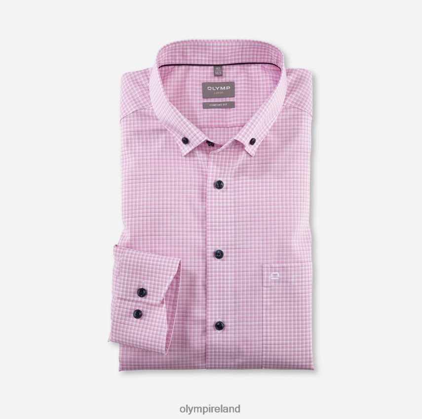 Clothing OLYMP Luxor Comfort Fit, Business Shirt, Button-Down, Rose 24L8461637