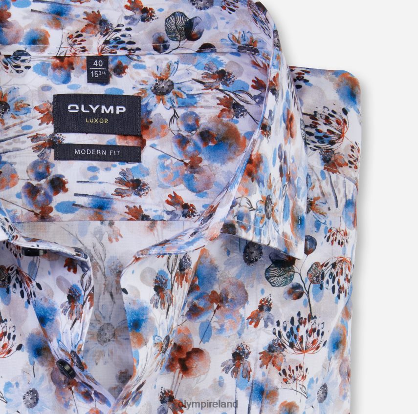 Clothing OLYMP Luxor Modern Fit, Business Shirt, Extra Short Sleeve, Global Kent, Orange 24L8461463