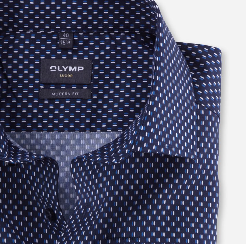 Clothing OLYMP Luxor Modern Fit, Business Shirt, Extra Short Sleeve, Global Kent, Royal 24L8461461