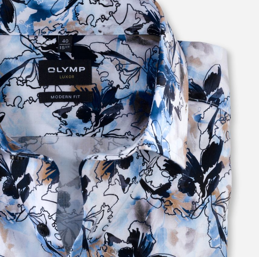 Clothing OLYMP Luxor Modern Fit, Business Shirt, Global Kent, Bleu 24L8461334