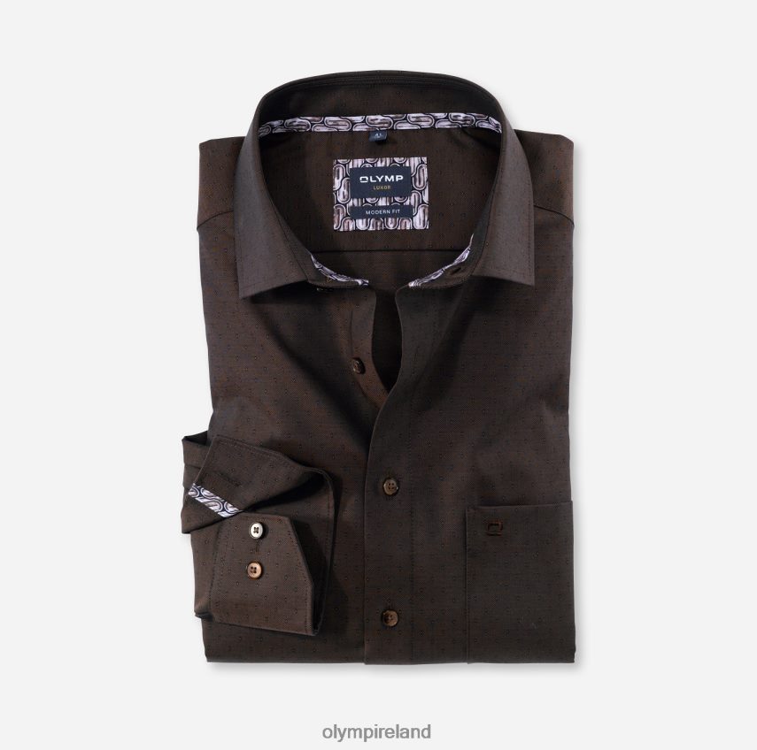 Clothing OLYMP Luxor Modern Fit, Business Shirt, Global Kent, Brown 24L8461362