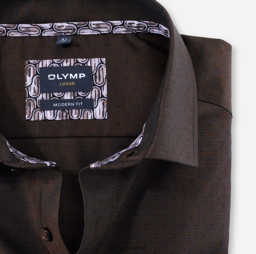Clothing OLYMP Luxor Modern Fit, Business Shirt, Global Kent, Brown 24L8461362