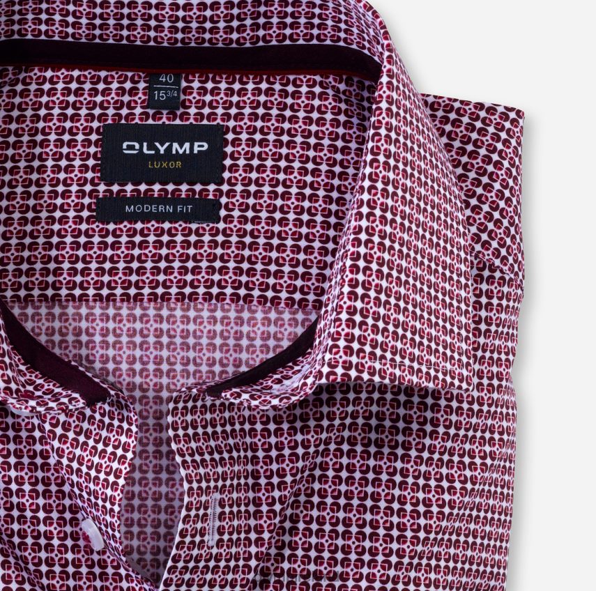 Clothing OLYMP Luxor Modern Fit, Business Shirt, Long Sleeve Extra Long, Global Kent, Garnet 24L8461442