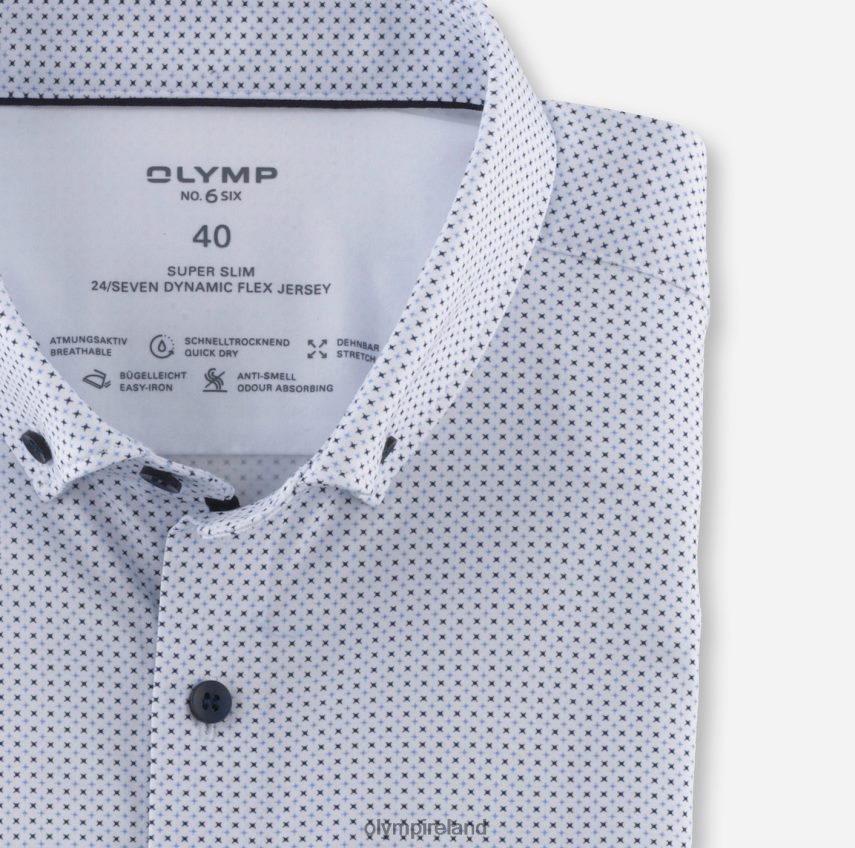 Clothing OLYMP No. Six 24/Seven Super Slim, Business Shirt, Button-Down, Bleu 24L84689