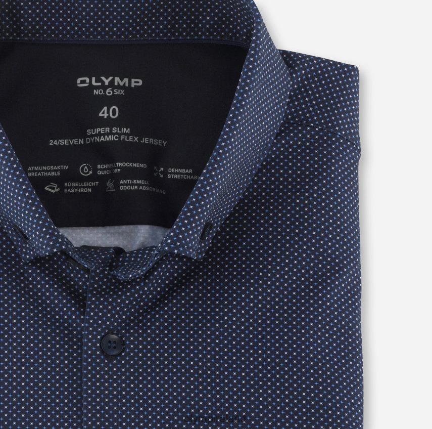 Clothing OLYMP No. Six 24/Seven Super Slim, Business Shirt, Button-Down, Marine 24L846204