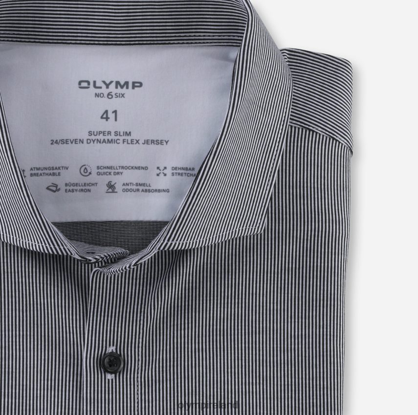 Clothing OLYMP No. Six 24/Seven Super Slim, Business Shirt, Cutaway, Black 24L846118