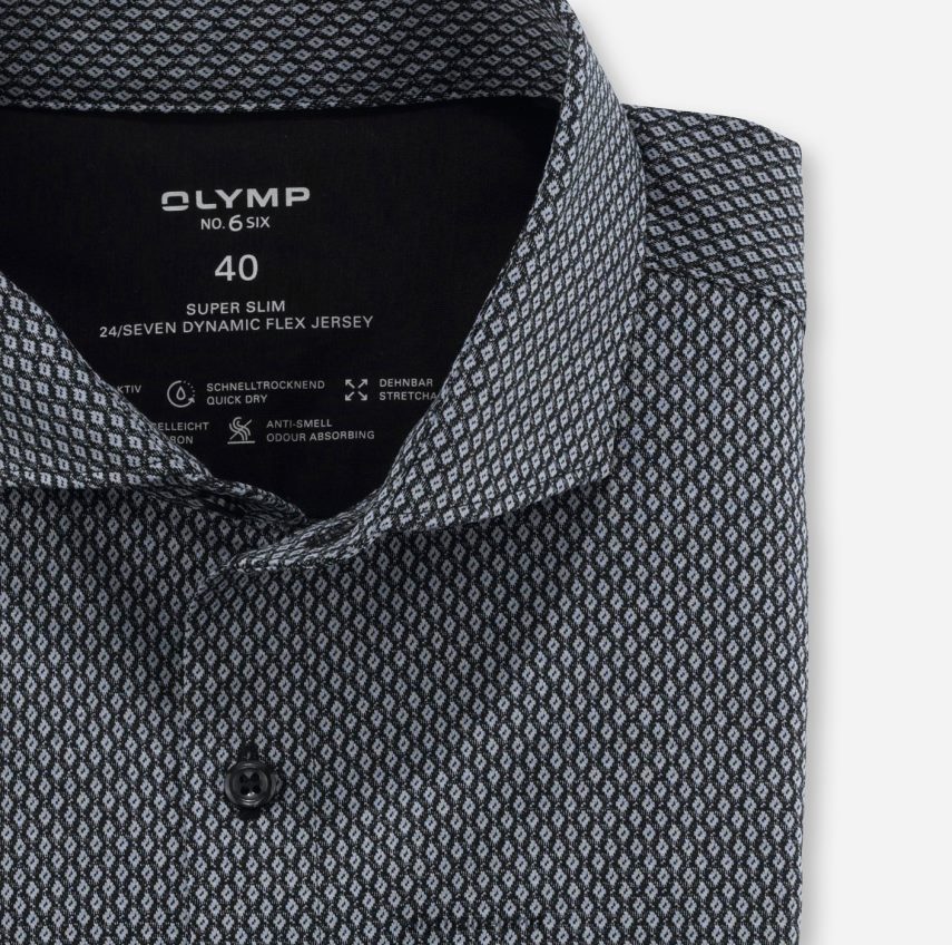 Clothing OLYMP No. Six 24/Seven Super Slim, Business Shirt, Cutaway, Black 24L846139