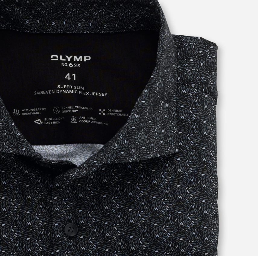 Clothing OLYMP No. Six 24/Seven Super Slim, Business Shirt, Kent, Anthracite 24L846238