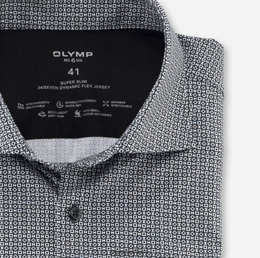 Clothing OLYMP No. Six 24/Seven Super Slim, Business Shirt, Kent, Black 24L84614