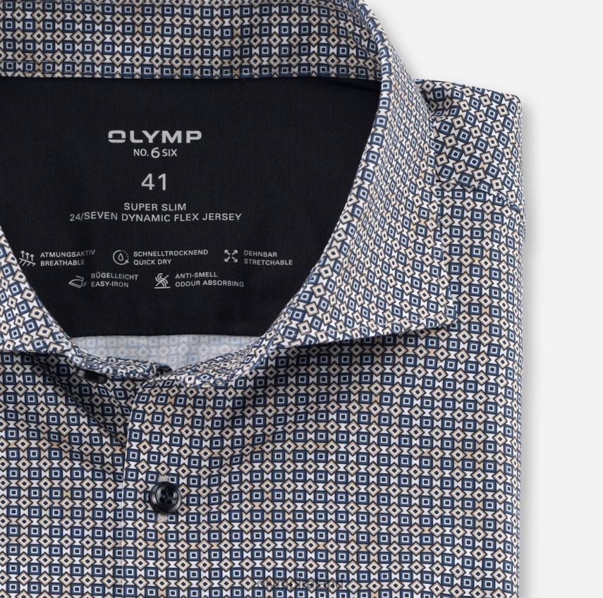 Clothing OLYMP No. Six 24/Seven Super Slim, Business Shirt, Kent, Natural 24L846155