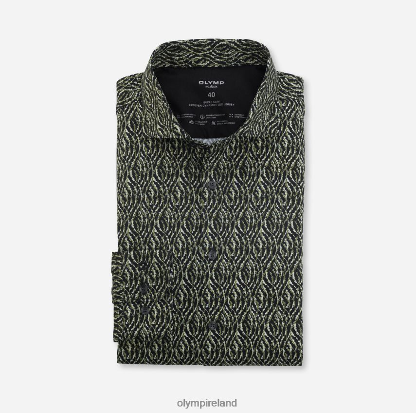 Clothing OLYMP No. Six 24/Seven Super Slim, Business Shirt, Kent, Olive 24L846193