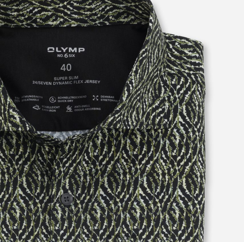 Clothing OLYMP No. Six 24/Seven Super Slim, Business Shirt, Kent, Olive 24L846193