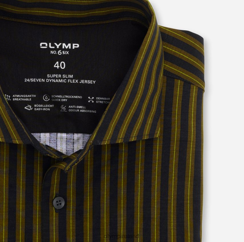 Clothing OLYMP No. Six 24/Seven Super Slim, Business Shirt, Kent, Olive 24L846206