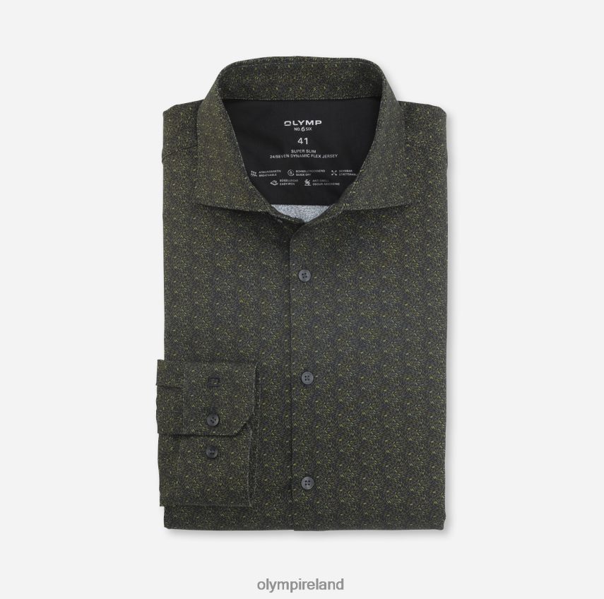 Clothing OLYMP No. Six 24/Seven Super Slim, Business Shirt, Kent, Olive 24L846219