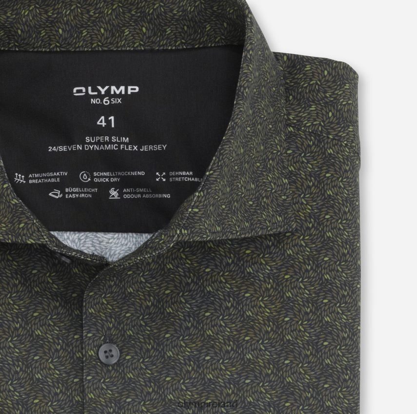 Clothing OLYMP No. Six 24/Seven Super Slim, Business Shirt, Kent, Olive 24L846219