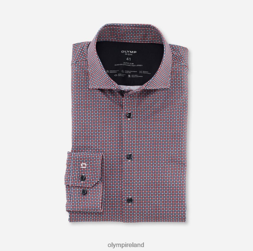 Clothing OLYMP No. Six 24/Seven Super Slim, Business Shirt, Kent, Red Orange 24L846242